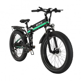 GUNAI Bici GUNAI Bici elettrica 26 Pollici Pieghevole Fat Tire Snow Bike 7 velocità Mountain E-Bike con Sedile Posteriore （Verde）
