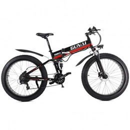 GUNAI Bici GUNAI Mountain Bike Elettrica, Bici elettrica 1000W 48V 12.8Ah Bici Montagna E-Bike 21 velocità 26' Full Suspension Pedali Assist(Rosso)