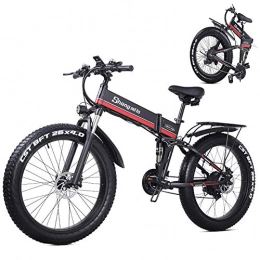 HAOYF Bici HAOYF E-Bike con Pneumatici Grassi 26 * 4.0 E Batteria agli Ioni di Litio da 12, 8 Ah Bici Elettrica da 1000W per Adulti, Sospensione Completa Premium E Cambio A 21 velocità, Rosso