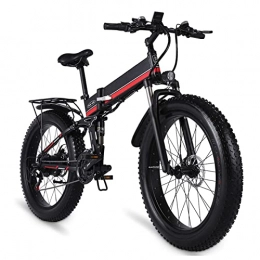 HMEI Bici HMEI Bici elettriche Pieghevoli da 1000W per Adulti Uomini 26 Pollici Fat Tire Mountain Bike elettriche 25 mph Bicicletta elettrica E Bikes (Colore : Rosso)