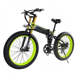 HMEI Mountain bike elettrica pieghevoles HMEI Bicicletta elettrica Pieghevole Bici elettrica per Adulti 1000W Bicicletta elettrica da Montagna Pieghevole 48V 26 Pollici Fat Ebike Pieghevole a 21 velocità Moto (Colore : Verde)