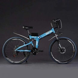 HWJF Pieghevole elettrica Bicicletta Mountain Bike, 48V 15Ah 350W Motore/Ruota 26 LCD Intelligente Una Chiave di Controllo Automatico,Blu