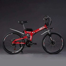 HWJF Bici HWJF Pieghevole elettrica Bicicletta Mountain Bike, 48V 15Ah 350W Motore / Ruota 26 LCD Intelligente Una Chiave di Controllo Automatico, Rosso