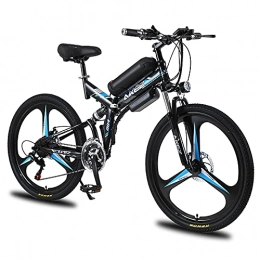 UNOIF Bici Hyuhome Bicicletta elettrica 26", 350W Bicicletta elettrica Pieghevole Adulto, Batteria Rimovibile 36V / 10AH, Professionale 21 velocità, doppio assorbimento degli urti (black)