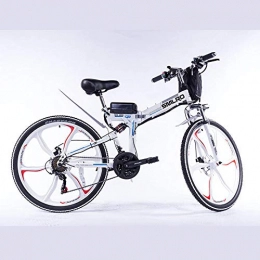 Knewss Bici Knewss Mountain Bike elettrica Pieghevole 26 350W Bici elettrica con Batteria agli ioni di Litio 48V 10Ah / 13Ah Sospensione Completa Distanza 50-60KM-Bianco 48V350W20AH