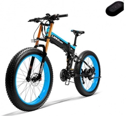 EVELO Mountain bike elettrica pieghevoles LANKELEISI 750PLUS 48v 14.5ah 1000W26 "4.0 Fat Tire pieghevole mountain bike bicicletta elettrica con dispositivo antifurto per adulti (spedito dalla Polonia) (blu)