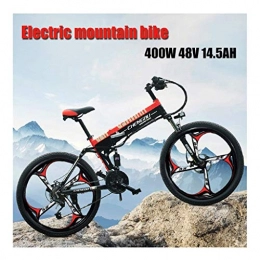 LHQ Mountain bike elettrica pieghevoles LHQ Bicicletta elettrica, Bici 48V 400W Electric Mountain Bike for Adulti Urbano Elettrico con Batteria al Litio Turni E-PAS Ricarica del Sistema 27-Speed ​​Gear (Color : Black)