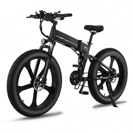 LIU Bici LIU R5s Bici elettrica per Adulti 26 Pollici Fat Tire Mountain Street Ebike 1000W Motore 48V Bicicletta elettrica Bicicletta elettrica Pieghevole (Colore : Nero, Taglia : 1 Battery)