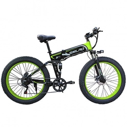 LOSA Bici LOSA Pieghevole elettrica Bicicletta Mountain Bike, 48V 10Ah 350W Motore / Ruota 26 LCD Intelligente Una Chiave di Controllo Automatico, Black Green