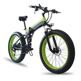 LWL Bici LWL Bicicletta elettrica pieghevole 1000W 48V per adulti E Bike 26 pollici 4.0 Fat Pneumatici neve bicicletta elettrica piegata Mountain Bike elettrica (Colore: verde, dimensione: freno a disco)