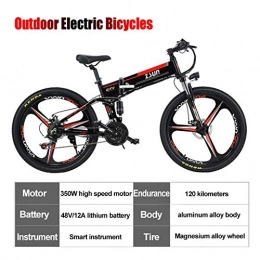  Mountain bike elettrica pieghevoles LYRWISHJD Folding Bike Elettrico-Bici 48V 10Ah Batteria Rimovibile 350W Potente Motore Elettrico della Bicicletta Mountain Bike, for Adulti con 48V agli Ioni di Litio (Nero) (Color : Black)