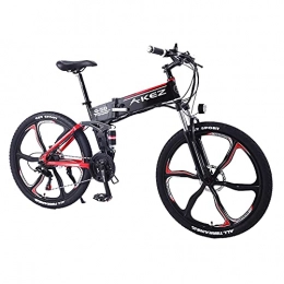 WRJY Bici Mountain bici elettrica pieghevole per adulti 27, 5"40 km / h E-bike 48V 9AH Batteria agli ioni di litio bicicletta MTB elettrica per uomo donna 21 velocità freni a doppio disco Red