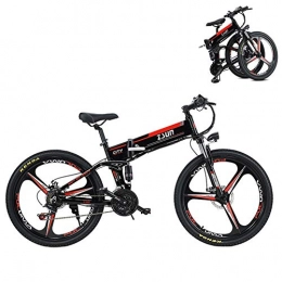Mountain Bike Elettrica, 26" Biciclette Elettriche per Adulto con Batteria Rimovibile agli Ioni di Litio da 48 V 8 Ah Bicicletta Pieghevole 21 velocit Unisex (Color : Black)