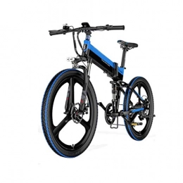 CHXIAN Mountain bike elettrica pieghevoles Mountain Bike Elettrica, 400W Bici Montagna Ebike con Batteria al Litio Rimovibile Sistema Antifurto Design Leggero Grado Impermeabile IP54 (Color : Black-Blue)