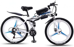 LIMQ Bici Mountain Bike Elettrica Pieghevole Adulti Bici Neve 350W Batteria Rimovibile agli Ioni Litio da 36V 10AH per Bicicletta Elettrica 26 Pollici Sospensione Completa Premium, White-21speed