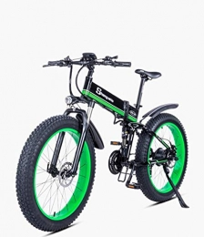 XXZQQ Bici Mountain bike pieghevole bici elettrica, bici elettrica a 7 velocità 48V 1000W doppio ammortizzatore in alluminio per adulti con freno a disco da 26 pollici e forcella a sospensione completa, Verde