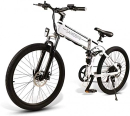 MQJ Mountain bike elettrica pieghevoles MQJ Bici Elettriche per Ebikes per Adulti 26"Pieghevole E-Bike, E-Mtb, E-Mountainbike 48 V 10.4Ah 350W Mountain Bike 21-Level Shift Assisted, 4.8 V / 10.4Ah / Bianco, 1