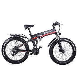 JARONOON Mountain bike elettrica pieghevoles MX01 Bicicletta elettrica pieghevole a 26 pollici, motore potente 48V 1000W, mountain bike, bici grassa, bici da neve a pedalata assistita a 5 livelli (Red, 1000W 14.5Ah + 1 Batteria di ricambio)
