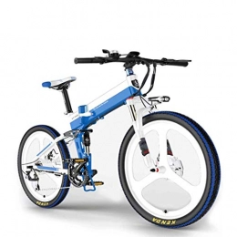 N / A Formando Biciclette elettriche per Adulti, 26"Bicicletta Pieghevole, 400W 48V 10Ah Litio Alluminio Lega MTB, e Moto con velocità Professionale Ciclista Shimano 7 velocità Fuori,Blu Bianco