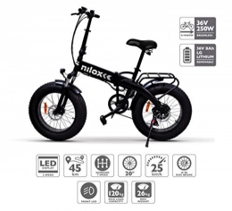 Nilox Mountain bike elettrica pieghevoles Nilox E Bike X4, Fat Bike Pieghevole – Adulto, Nero, Taglia Unica