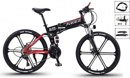 Qinmo Bici Qinmo Bicicletta elettrica, Bici di Montagna elettrica, 26" Folding E-Bike con Leggero in Lega di magnesio e 6 Raggi della Ruota Integrata, 27 Speed Gear, Sospensione Premium Full (Color : Black)