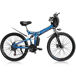 QTQZ Bici QTQZ Bicicletta Elettrica Multiuso 350W 26'' 48V Portatile Urbana Pieghevole E-Bike Unisex Adulti Trekking MTB IP54 Design Impermeabile Ebike Batteria Rimovibile Viaggio Giornaliero Blu (Colore :