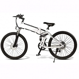 QTQZ Mountain bike elettrica pieghevoles QTQZ - Bicicletta elettrica multiuso per mountain bike elettrica, portatile, pieghevole, da 350 W, in alluminio, rimovibile, 48 V, 10 Ah, agli ioni di litio a 21 velocità, colore: Bianco