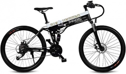 QX Bici qx Scooter 26 'Bici Elettrica Pieghevole, Mountain Bike a 27 Velocità, 240 W 48 V 10 Ah, Telaio e Cerchio in Lega Di Alluminio, Sospensione Completa, Bianca