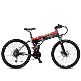 QX Bici qx Scooter 26 'Bici Elettrica Pieghevole, Mountain Bike a 27 Velocità, 240 W 48 V 10 Ah, Telaio e Cerchio in Lega Di Alluminio, Sospensione Completa, Rosso