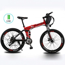 Radiancy Inc Bici Radiancy Inc - Mountain bike elettrica pieghevole per adulti, ricarica rimovibile, 250 W, 66 cm, con batteria agli ioni di litio 36 V, 8 Ah, 20 Ah, cambio a 21 velocità, Uomo, Rosso, 12A