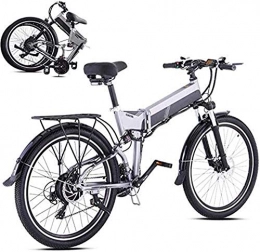 RDJM Mountain bike elettrica pieghevoles RDJM Bicicletta Elettrica Mountain Bike Elettrico con 500W Brushless Motor, 48V12.8AH Batteria al Litio E 26inch Fat Tire (Color : Grey)