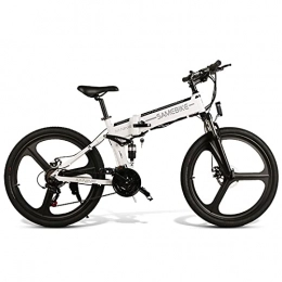 Rstar Bici Rstar Mountain Bike Elettrica 26" Motore 350W Batteria 48V 10AH, Bici Elettrica Pieghevole Per Adulti, Cambio Professionale a 21 Velocità, Display a LED (White)