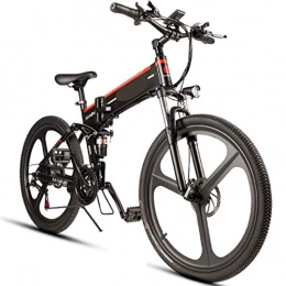 SBR Mountain Bike Pieghevole per Mountain Bike elettrica 48V 10AH per Adulti e Mountain Bike elettrica a 21 velocità Fuoristrada (Cerchio in Lega di magnesio, 350W) (Nero)