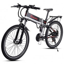 Shengmilo Bici Shengmilo-M80 Mountain Bike Elettrica 250w, Bicicletta Elettrica Pieghevole da 26 Pollici, Sospensione Completa 48v 13ah E velocità Shimano 21, con Ripiano Posteriore