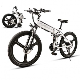 LCLLXB Mountain bike elettrica pieghevoles SIMEBIKE Biciclette elettriche per Adulto, in Lega di magnesio Ebikes Biciclette all Terrain, 26, White