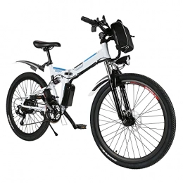 Speedrid Mountain bike elettrica pieghevoles Speedrid, bicicletta elettrica per adulti, bicicletta elettrica pieghevole, con batteria al litio da 36 V, 8 Ah, con elegante ruota integrata (36 V / 8 Ah, colore: bianco