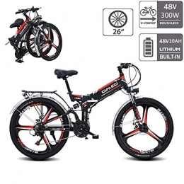 TCYLZ Mountain bike elettrica pieghevoles TCYLZ - Bicicletta elettrica da 26 pollici, per uomo e donna, mountain bike, 48 V, 10 Ah / 300 W, batteria al litio, autonomia massima 50-60 km