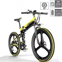 TCYLZ Bici TCYLZ E-Bike Mountain Bike 26 pollici MTB E-Bike pieghevole 48 V 10, 4 AH batteria al litio 400 W stabile motore senza ferro per adulti