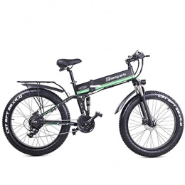 TYT Mountain bike elettrica pieghevoles TYT Mx01 Bici da Neve Elettrica da 1000 W, Sensore Di Assistenza Al Pedale Di 5 Gradi, Bici da 21 Velocità, Bici da 48 V Extra Large per Batteria (Rosso, 1000 W 14, 5 Ah), Verde