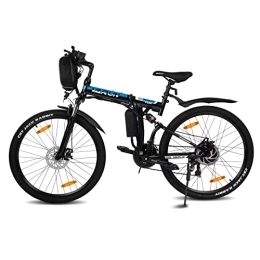 VARUN Bici VARUN E-Bike Pieghevole, Mountain Bike Elettrica da 26 Pollici con Motore da 250W, Batteria Sostituibile da 36 V / 8 Ah, Bici Elettrica Pieghevole Shimano a 21 Velocità(Nero