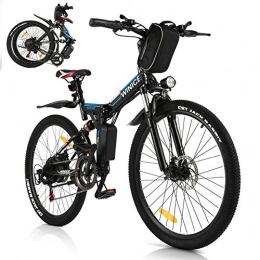 Vivi Bici Vivi Bicicletta elettrica Mountain Bike elettrica per Adulti, Bici elettrica Pieghevole da 26 '' Motore da 250 W con Batteria agli ioni di Litio da 36 V 8 Ah, Cambio a 21 velocità (Black Blue)