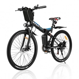 Vivi Bici Vivi Bicicletta Elettrica Pieghevole, 250W Mountain Bike Elettriche per Adulti, 26" E-Bike con Batteria Rimovibile (Nero Blu)