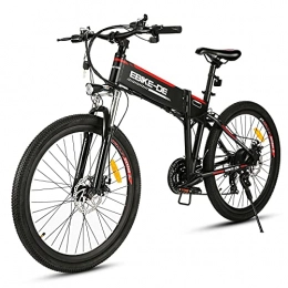 Vivi Bici VIVI Bicicletta Elettrica Pieghevole 350W / 250W Bici Elettriche, Bici Elettrica per Adulti, Mountain Bike Elettrica con Ruota Integrata da 26", Batteria da 8 Ah, Velocità di 32 km / h (nero rosso)