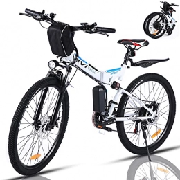 Vivi Bici VIVI Bicicletta Elettrica Pieghevole 350W Bici Elettriche, Bici Elettrica per Adulti, Mountain Bike Elettrica 26", Batteria da 8 Ah, Velocità di 32 km / h, 3 Modalità di Lavoro (bianca)