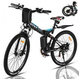 Vivi Bici VIVI Bicicletta Elettrica Pieghevole 350W Bici Elettriche, Bici Elettrica per Adulti, Mountain Bike Elettrica 26", Batteria da 8 Ah, Velocità di 32 km / h, 3 Modalità di Lavoro (Blu)