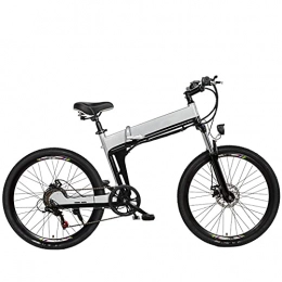 WXDP Bici WXDP Mountain Bike elettrica semovente per adulti, telaio in lega di alluminio, 26 pollici pieghevole City E-Bike doppio freno a disco 7 velocità 48 V batteria rimovibile, argento, A 10AH