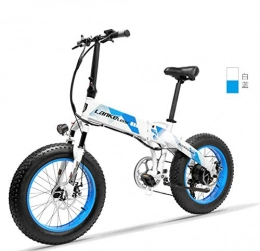 WXJWPZ Bici WXJWPZ Bicicletta Elettrica Pieghevole Bicicletta Pieghevole da 20 Pollici Mountain Bike 500W 48V 14.5Ah Batteria Elettrica per Bici al Litio, Blue