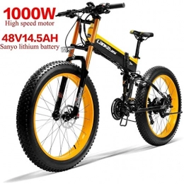 ZJGZDCP Bici ZJGZDCP 1000W Bici elettrica 26inch Fat Tire E-Bike 4.0 Bikes 48V14.5AH 27Speed Neve MTB Folding elettrici for Adulti Femmina / Maschio Citt Bicicletta (Color : Yellow)