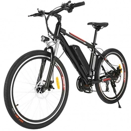 TTKU Mountain bike elettriches 26”Bicicletta Elettrica, 250W Bici Elettriche, Batteria 36V 12.5 Ah, Cambio Shimano a 21 velocità, Mountain Bike Adatto per adolescenti e adulti (Nero rosso 2)