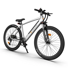 ADO Mountain bike elettriches ADO D30C Bicicletta Elettrica per Adulto, 30' Bici Elettrica con Pedalata Assistita, Shimano 9, LCD Display e Luci LED, Batteria da 10.4Ah, 25 km / h, 250W, Ebike è per Neve, Montagna, Sabbia，Bianco